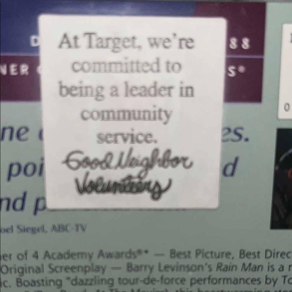 Rain Man VHS Tape - Classic Movie VHS Seal Cover 1988 Target White label. - Picture 11 of 16